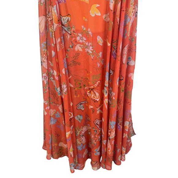 NWT My Beachy Side Begonia Flowy Cut-Out Floral Orange Maxi Dress Ring Small S - Picture 6 of 16